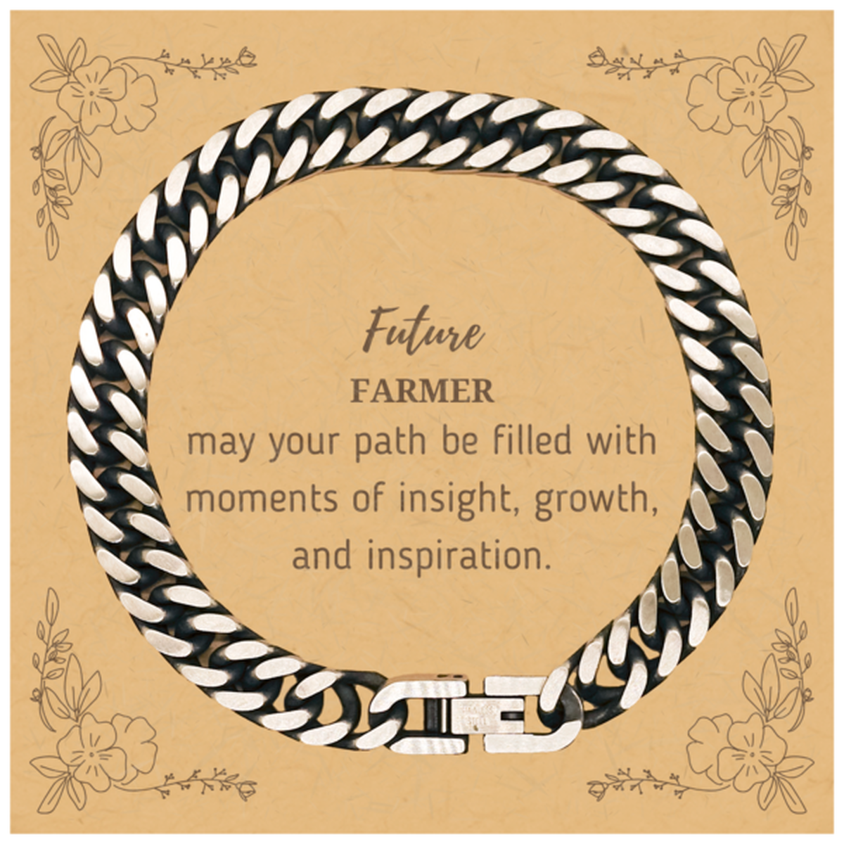 Future Farmer Gifts, May your path be filled with moments of insight, Graduation Gifts for New Farmer, Christmas Unique Cuban Link Chain Bracelet For Men, Women, Friends