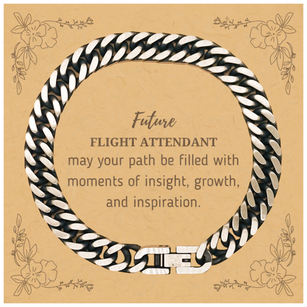 Flight Attendant Cuban Link Chain Bracelet - May Your Path Be Filled with Insight | Graduation Gift