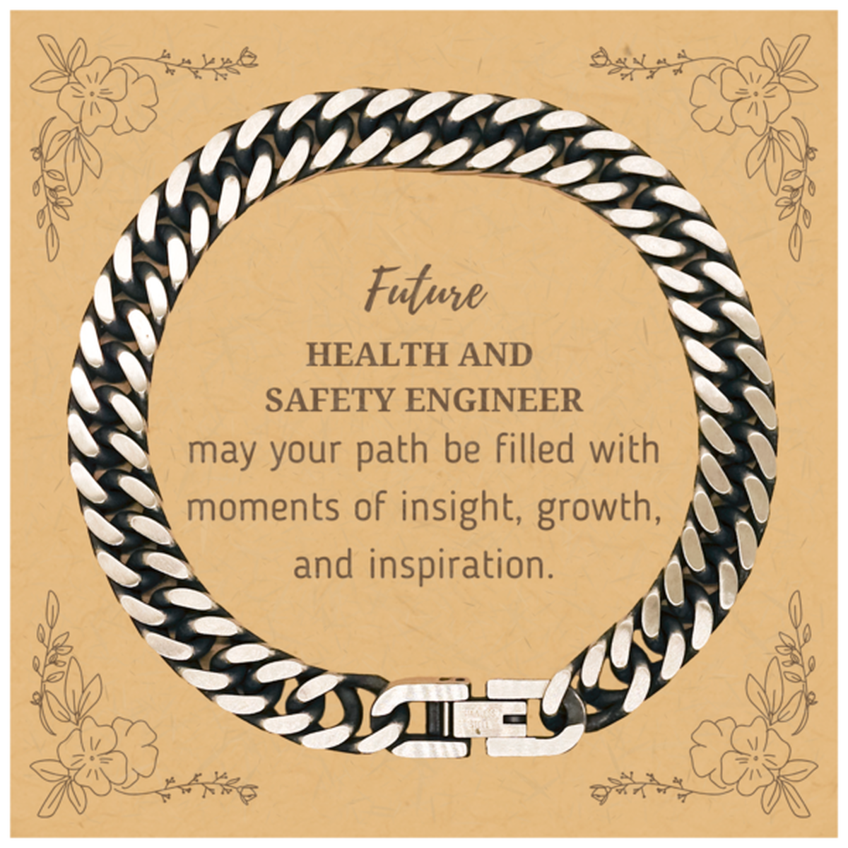 Future Health and Safety Engineer Gifts, May your path be filled with moments of insight, Graduation Gifts for New Health and Safety Engineer, Christmas Unique Cuban Link Chain Bracelet For Men, Women, Friends