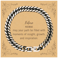 Load image into Gallery viewer, Nurse Cuban Link Chain Bracelet - Future Nurse Design | Graduation Gift
