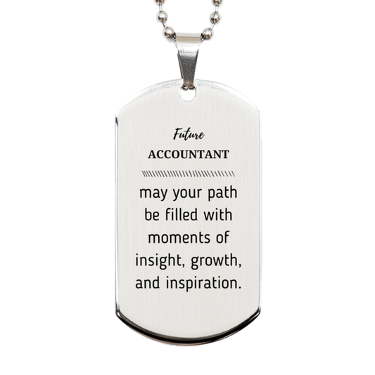 Accountant Silver Dog Tag Necklace - May Your Path Be Filled with Insight | Graduation Gift