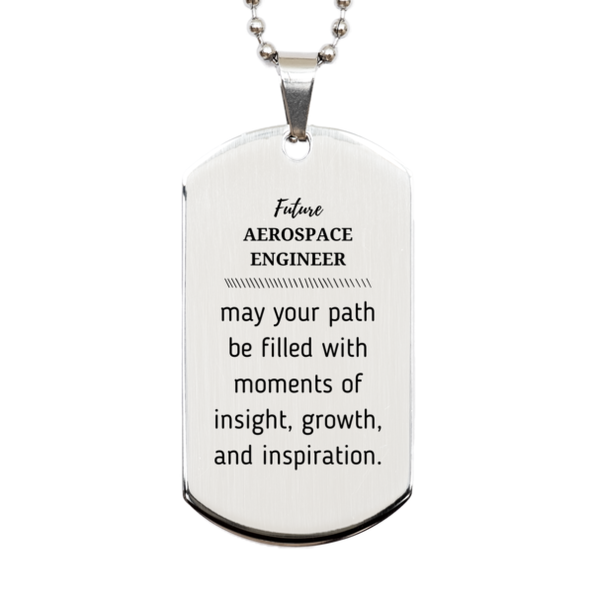 Future Aerospace Engineer Gifts, May your path be filled with moments of insight, Graduation Gifts for New Aerospace Engineer, Christmas Unique Silver Dog Tag For Men, Women, Friends