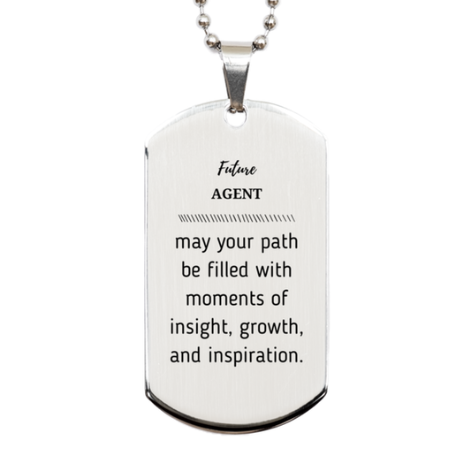 Agent Silver Dog Tag Necklace - May Your Path Be Filled with Insight | Graduation Gift