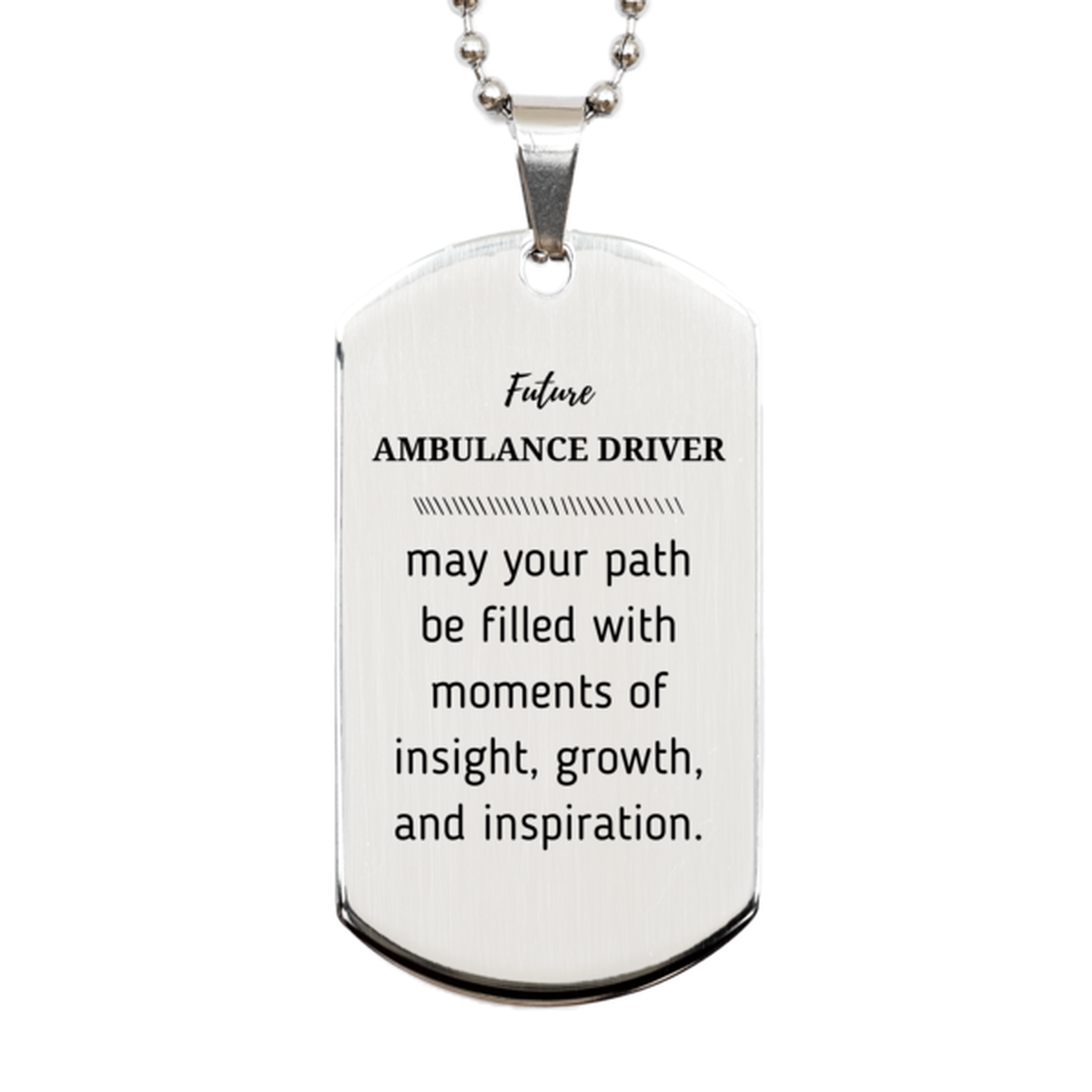 Future Ambulance Driver Gifts, May your path be filled with moments of insight, Graduation Gifts for New Ambulance Driver, Christmas Unique Silver Dog Tag For Men, Women, Friends