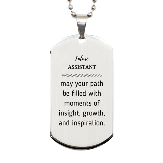 Assistant Silver Dog Tag Necklace - May Your Path Be Filled with Insight | Graduation Gift