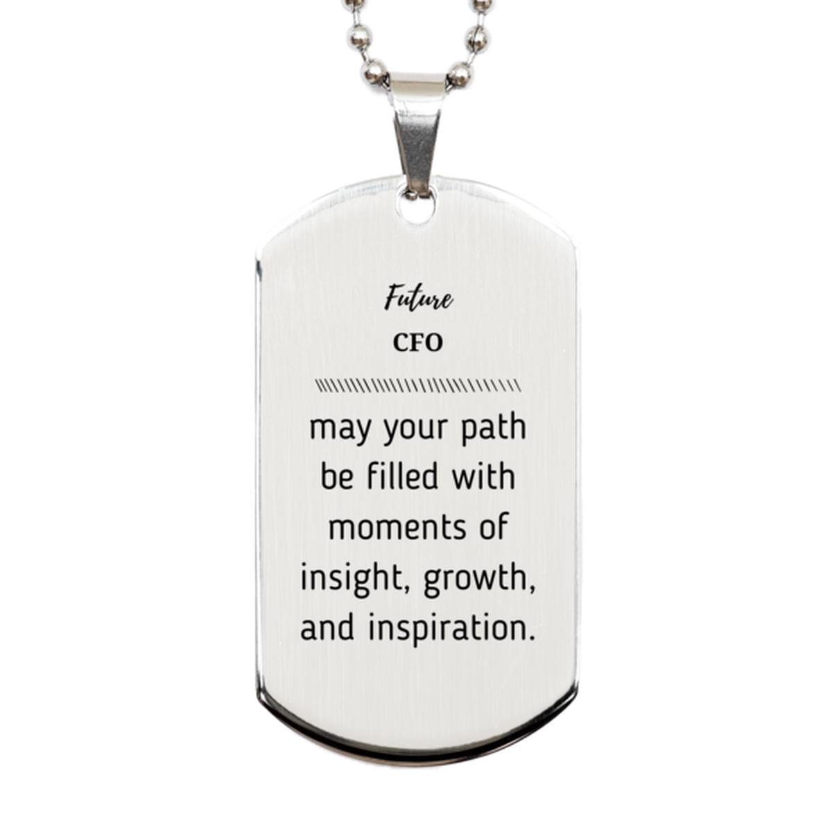 CFO Silver Dog Tag Necklace - Future CFO Inspirational Design | Graduation Gift