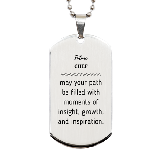 Chef Silver Dog Tag Necklace - May Your Path Be Filled with Insight | Graduation Gift