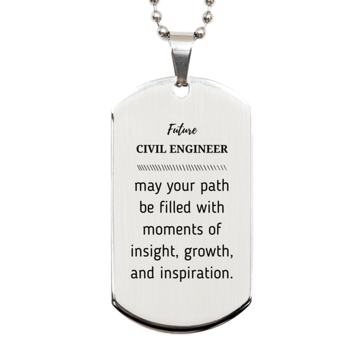 Civil Engineer Silver Dog Tag Necklace - Future CIVIL ENGINEER | Graduation Gift