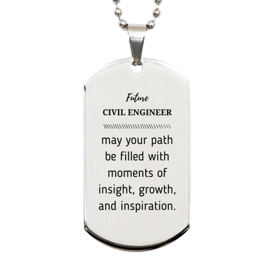 Civil Engineer Silver Dog Tag Necklace - Future CIVIL ENGINEER | Graduation Gift