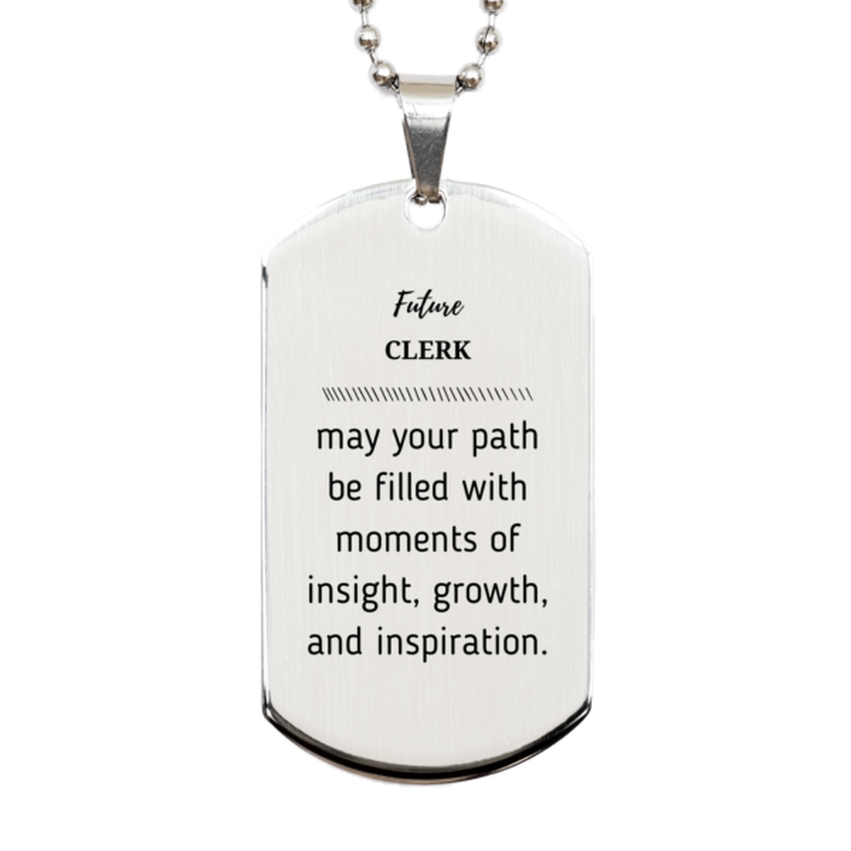 Clerk Silver Dog Tag Necklace - May Your Path Be Filled with Insight | Graduation Gift