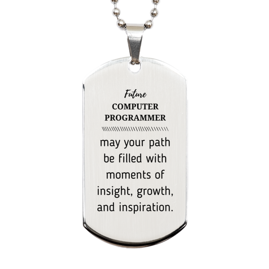 Computer Programmer Silver Dog Tag Necklace - Future COMPUTER PROGRAMMER | Graduation Gift