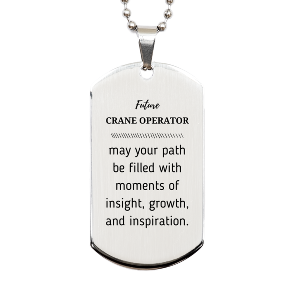 Future Crane Operator Gifts, May your path be filled with moments of insight, Graduation Gifts for New Crane Operator, Christmas Unique Silver Dog Tag For Men, Women, Friends
