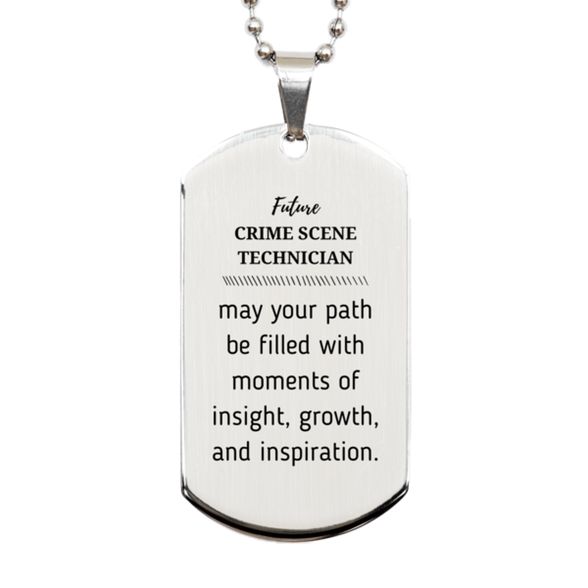 Future Crime Scene Technician Gifts, May your path be filled with moments of insight, Graduation Gifts for New Crime Scene Technician, Christmas Unique Silver Dog Tag For Men, Women, Friends