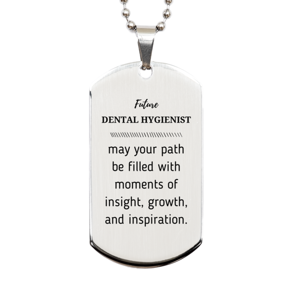 Future Dental Hygienist Gifts, May your path be filled with moments of insight, Graduation Gifts for New Dental Hygienist, Christmas Unique Silver Dog Tag For Men, Women, Friends