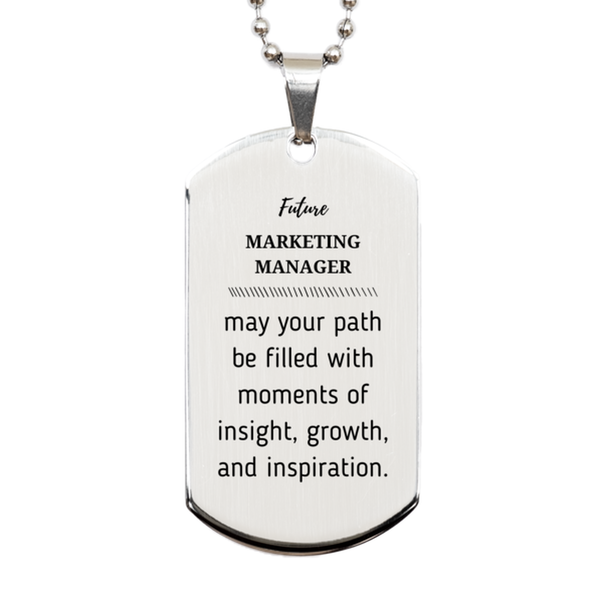 Future Marketing Manager Gifts, May your path be filled with moments of insight, Graduation Gifts for New Marketing Manager, Christmas Unique Silver Dog Tag For Men, Women, Friends