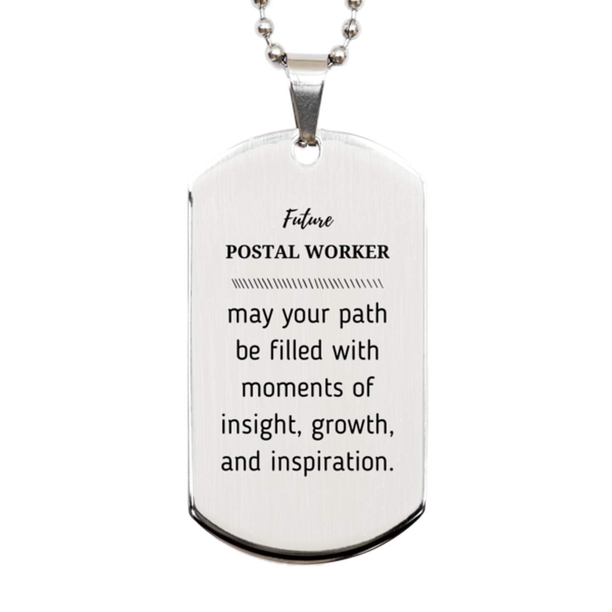 Future Postal Worker Gifts, May your path be filled with moments of insight, Graduation Gifts for New Postal Worker, Christmas Unique Silver Dog Tag For Men, Women, Friends