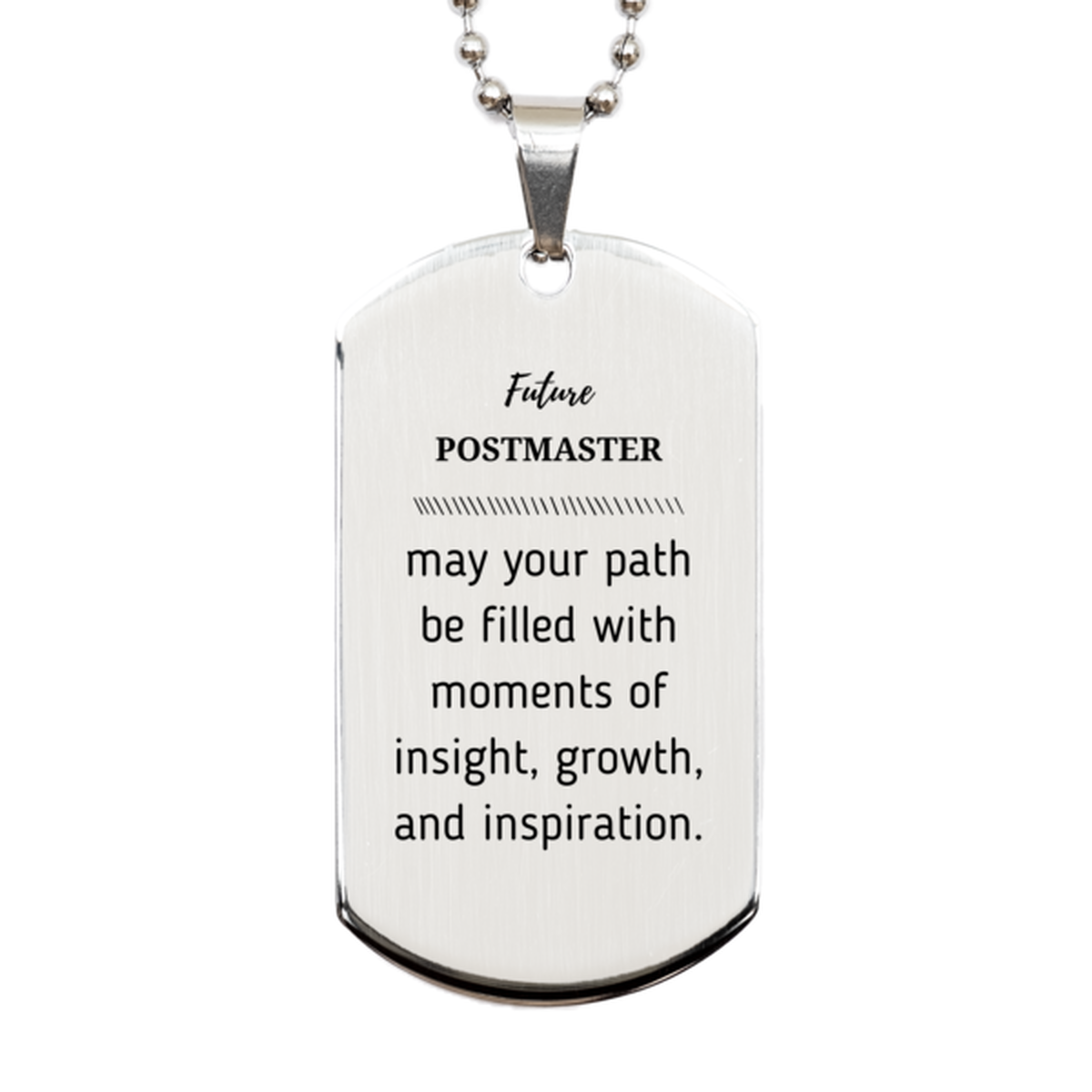 Future Postmaster Gifts, May your path be filled with moments of insight, Graduation Gifts for New Postmaster, Christmas Unique Silver Dog Tag For Men, Women, Friends