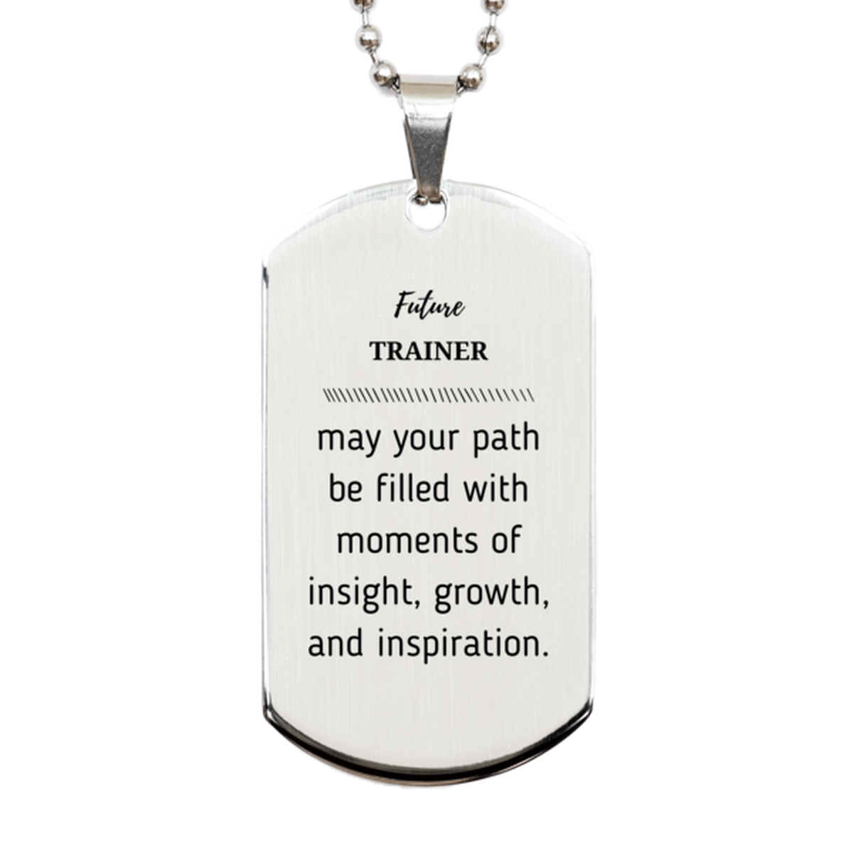 Future Trainer Gifts, May your path be filled with moments of insight, Graduation Gifts for New Trainer, Christmas Unique Silver Dog Tag For Men, Women, Friends