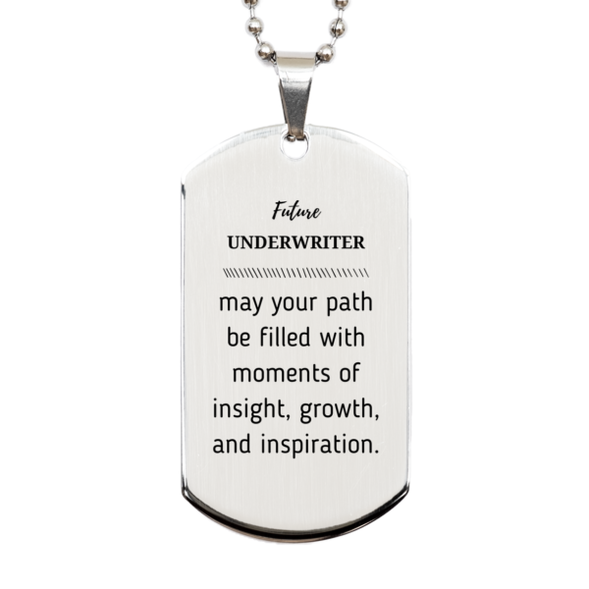 Future Underwriter Gifts, May your path be filled with moments of insight, Graduation Gifts for New Underwriter, Christmas Unique Silver Dog Tag For Men, Women, Friends