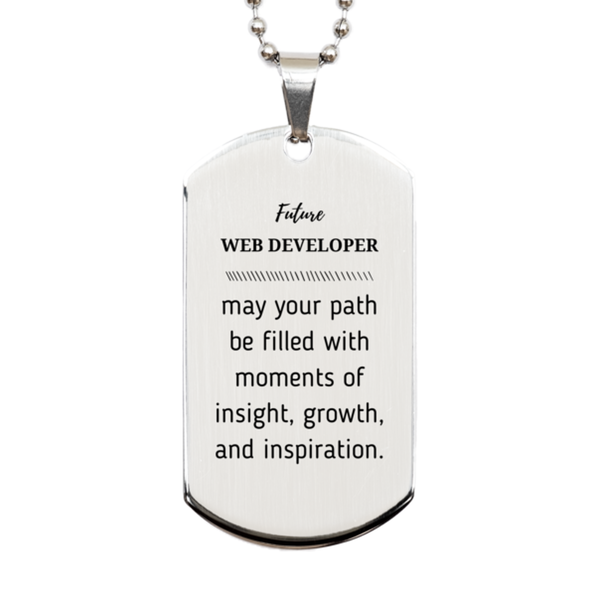 Future Web Developer Gifts, May your path be filled with moments of insight, Graduation Gifts for New Web Developer, Christmas Unique Silver Dog Tag For Men, Women, Friends