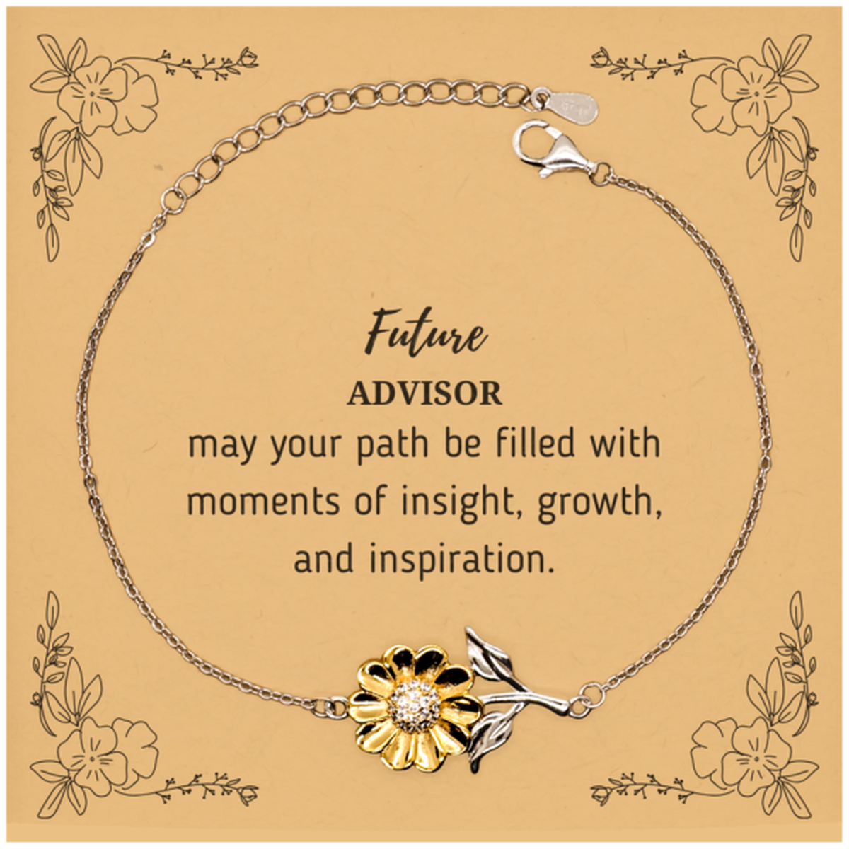 Future Advisor Gifts, May your path be filled with moments of insight, Graduation Gifts for New Advisor, Christmas Unique Sunflower Bracelet For Men, Women, Friends
