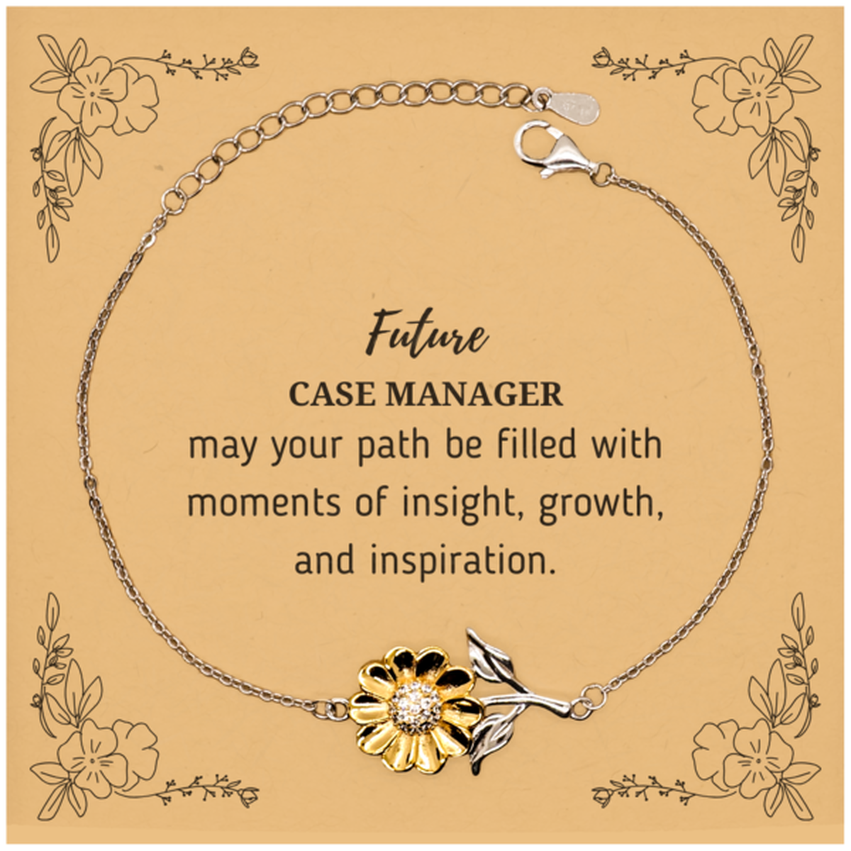 Future Case Manager Gifts, May your path be filled with moments of insight, Graduation Gifts for New Case Manager, Christmas Unique Sunflower Bracelet For Men, Women, Friends