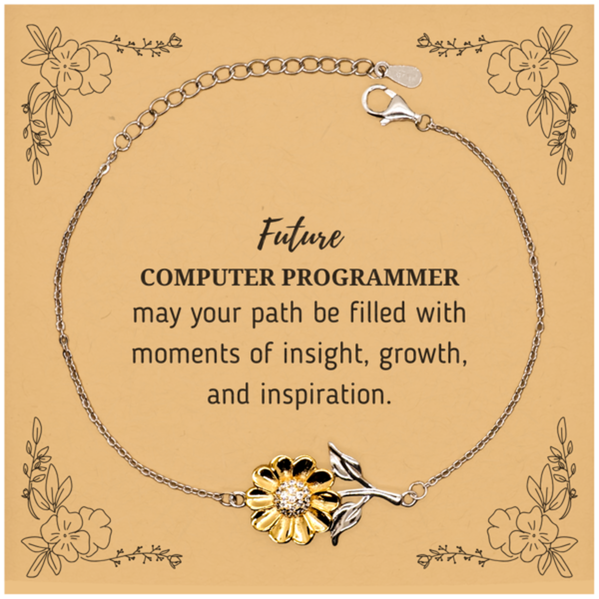 Computer Programmer Sunflower Bracelet - May Your Path Be Filled With Insight | Graduation Gift