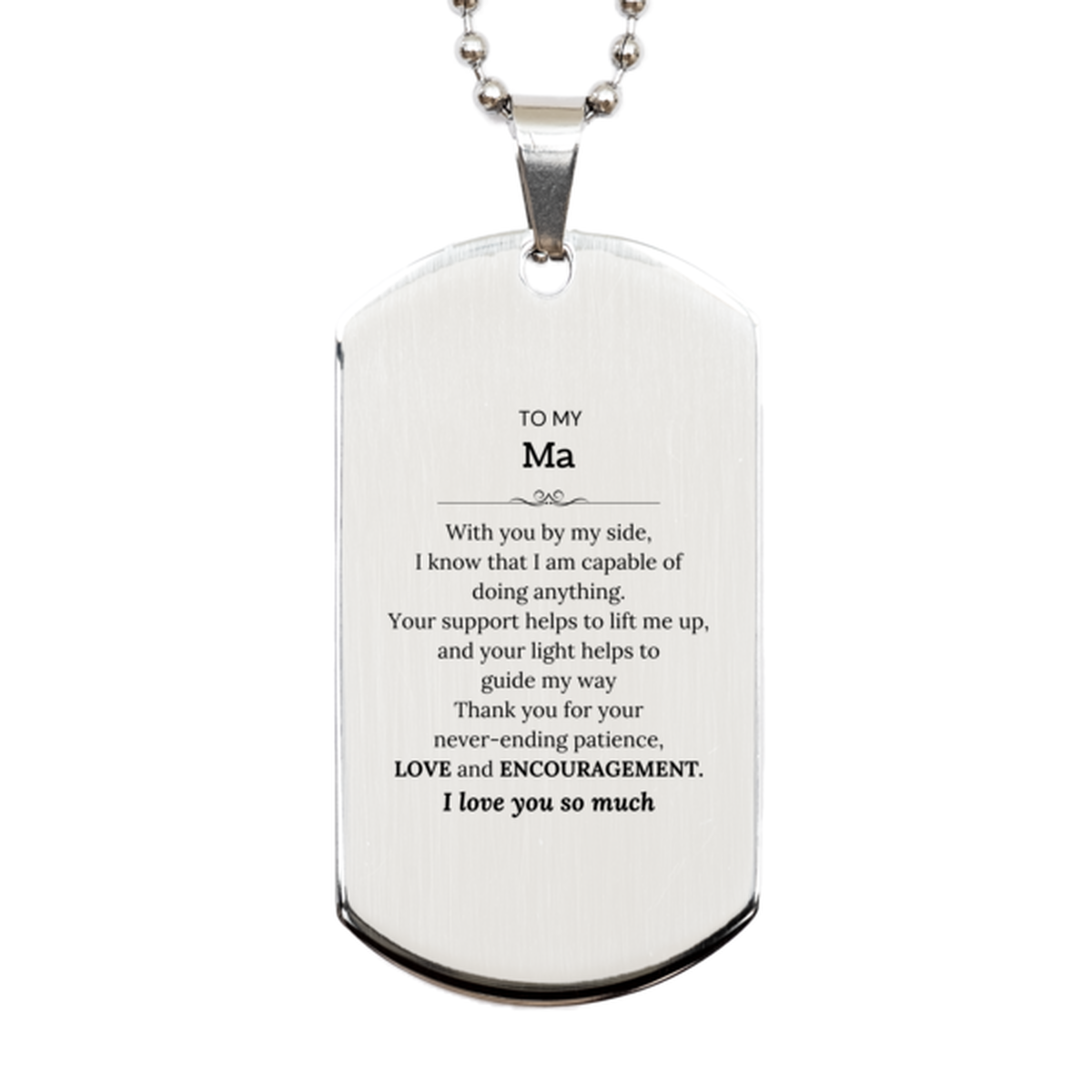 Ma Silver Dog Tag Necklace - Heartfelt Message | Birthday Gift