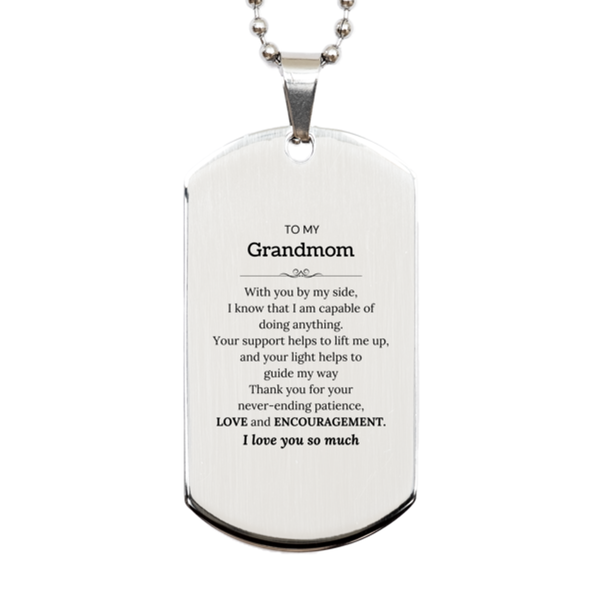 Grandmom Silver Dog Tag Necklace - With You By My Side | Birthday Gift