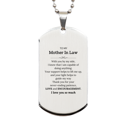 Mother In Law Silver Dog Tag Necklace - With you by my side, I know that I am capable of doing anything | Birthday & Christmas Gift