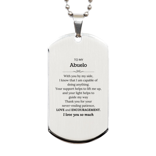 Abuelo Silver Dog Tag Necklace - Engraved Message of Love | Birthday & Christmas Gift