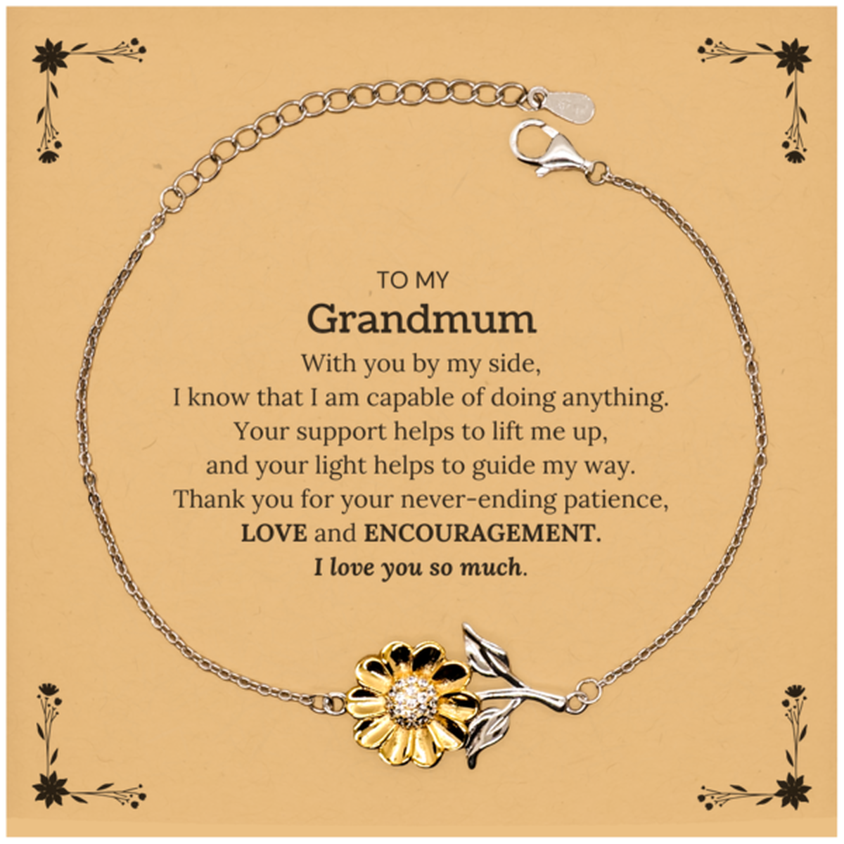 Grandmum Sunflower Bracelet - With you by my side | Birthday & Christmas Gift