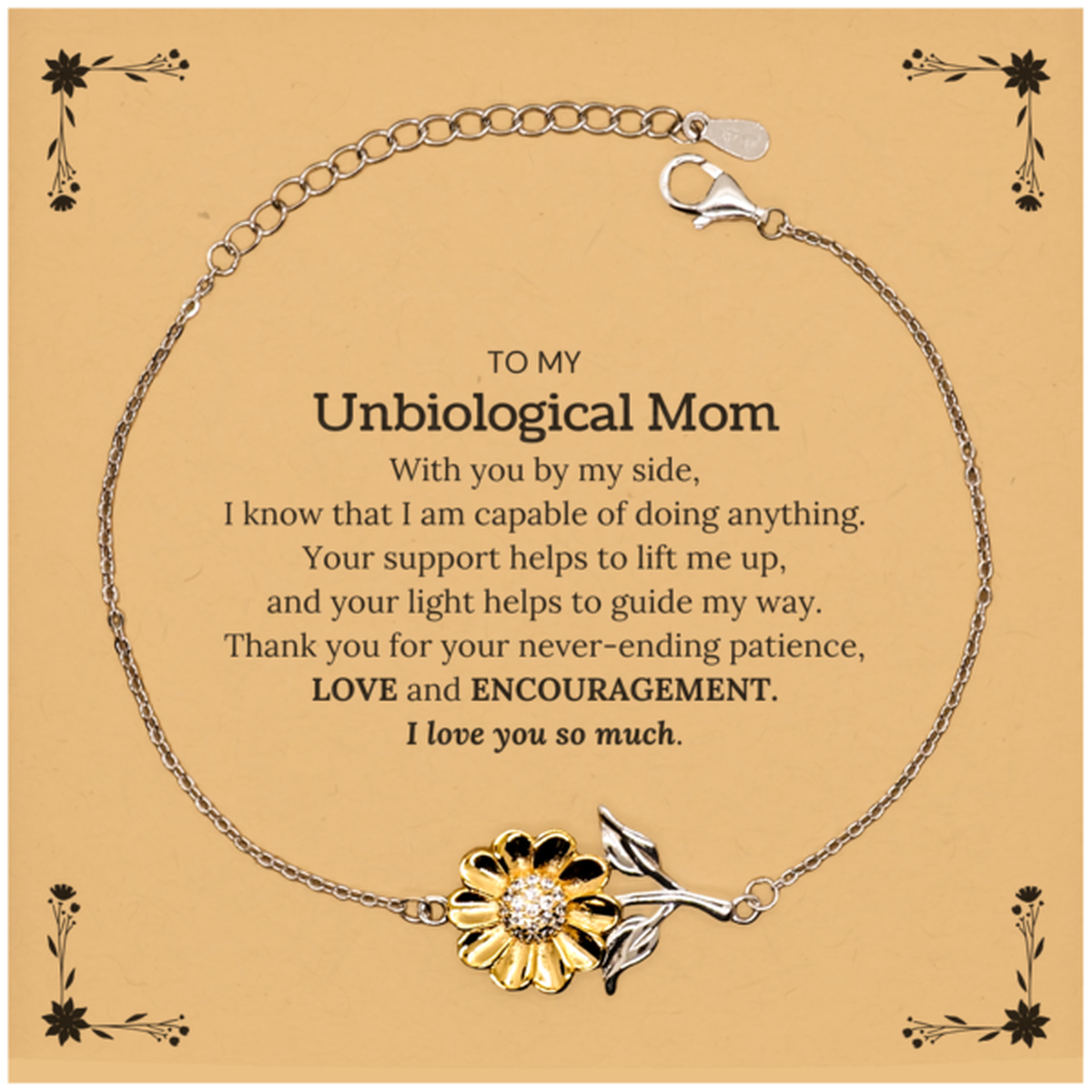 Unbiological Mom Sunflower Bracelet - With You By My Side | Birthday Gift