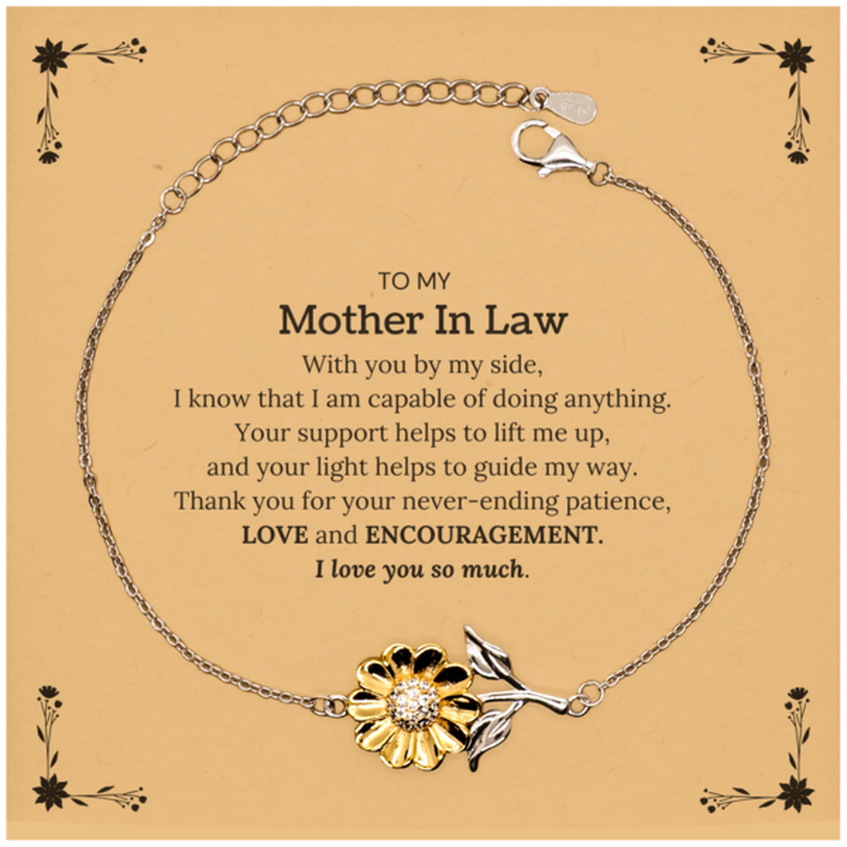Mother In Law Sunflower Bracelet - With you by my side | Birthday & Christmas Gift