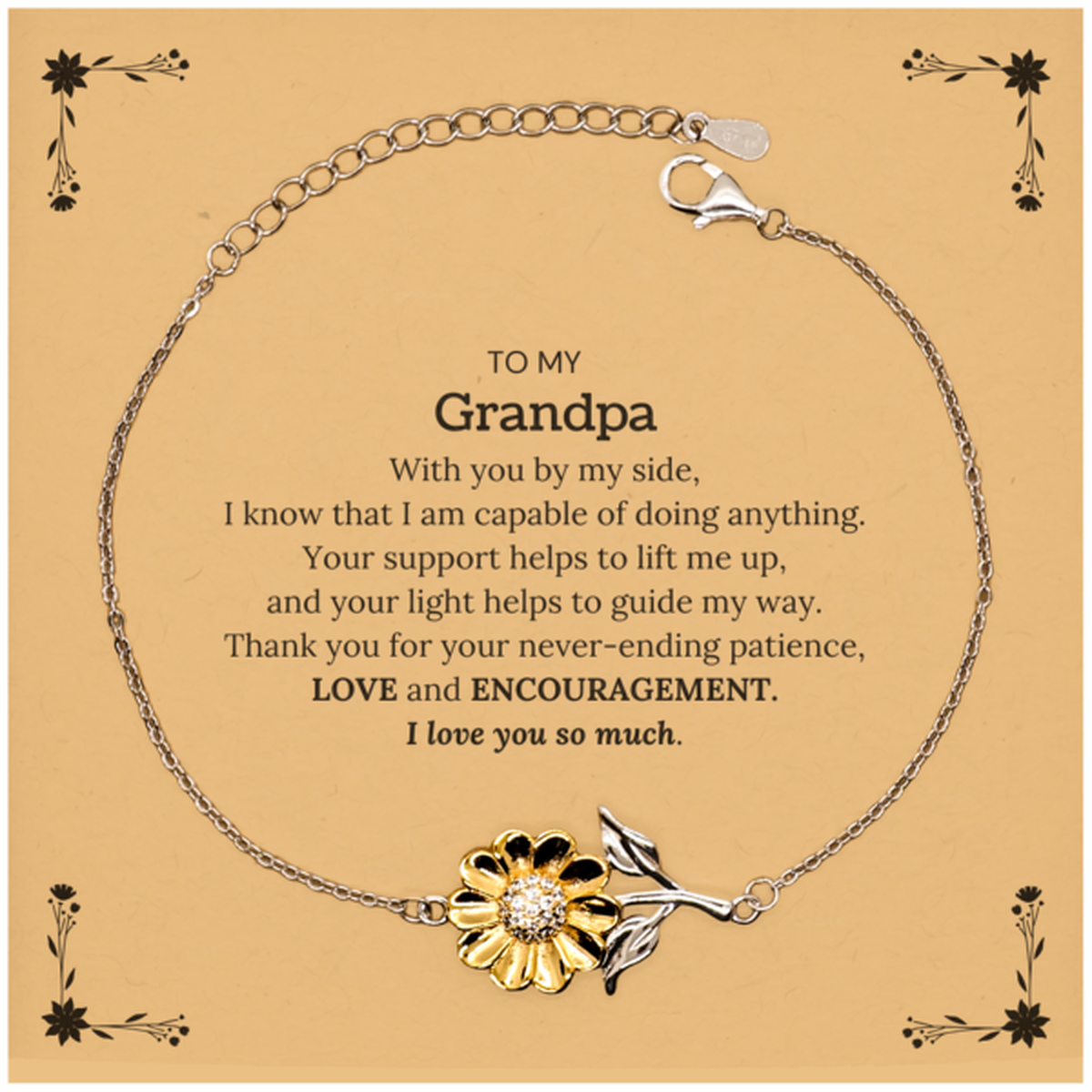 Grandpa Sunflower Bracelet - With you by my side | Birthday Gift