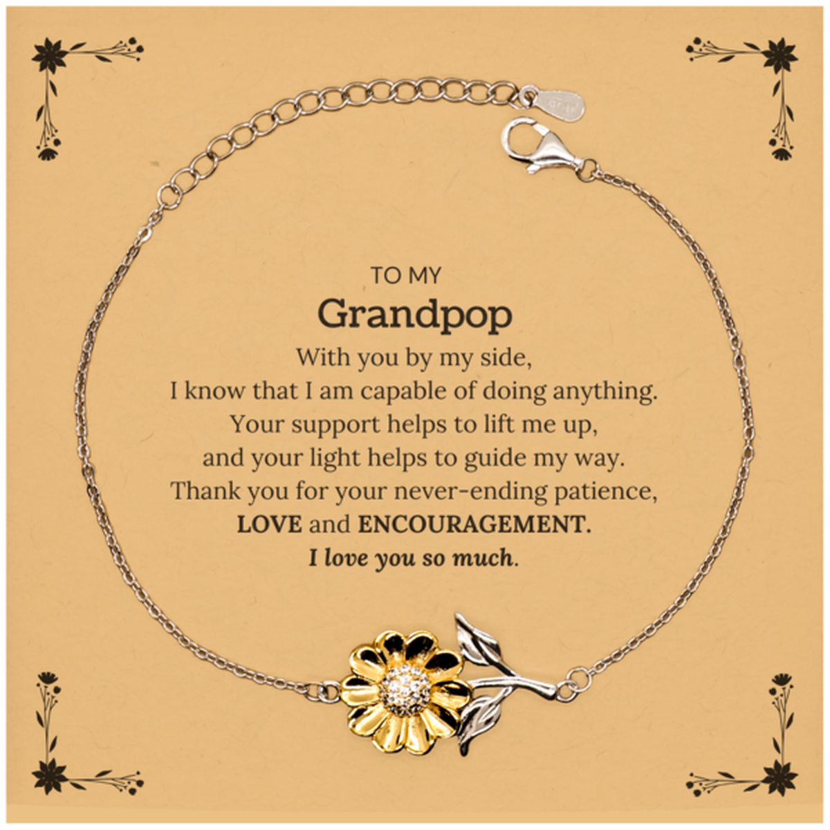 Grandpop Sunflower Bracelet - I Love You So Much | Birthday Gift