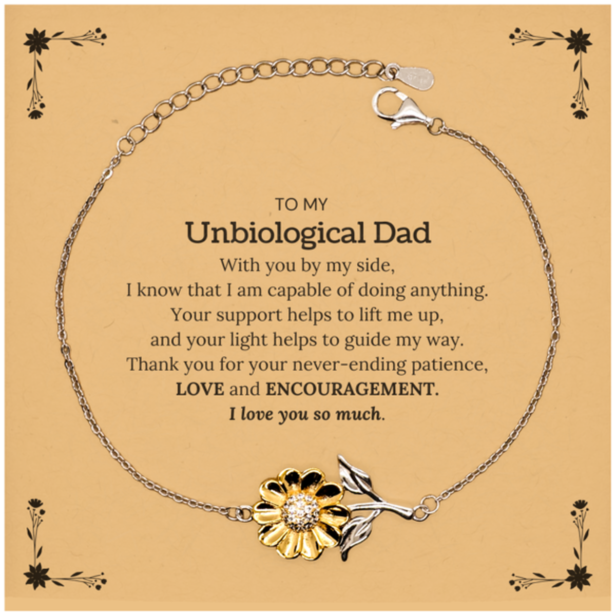 Unbiological Dad Sunflower Bracelet - With You By My Side | Birthday Gift