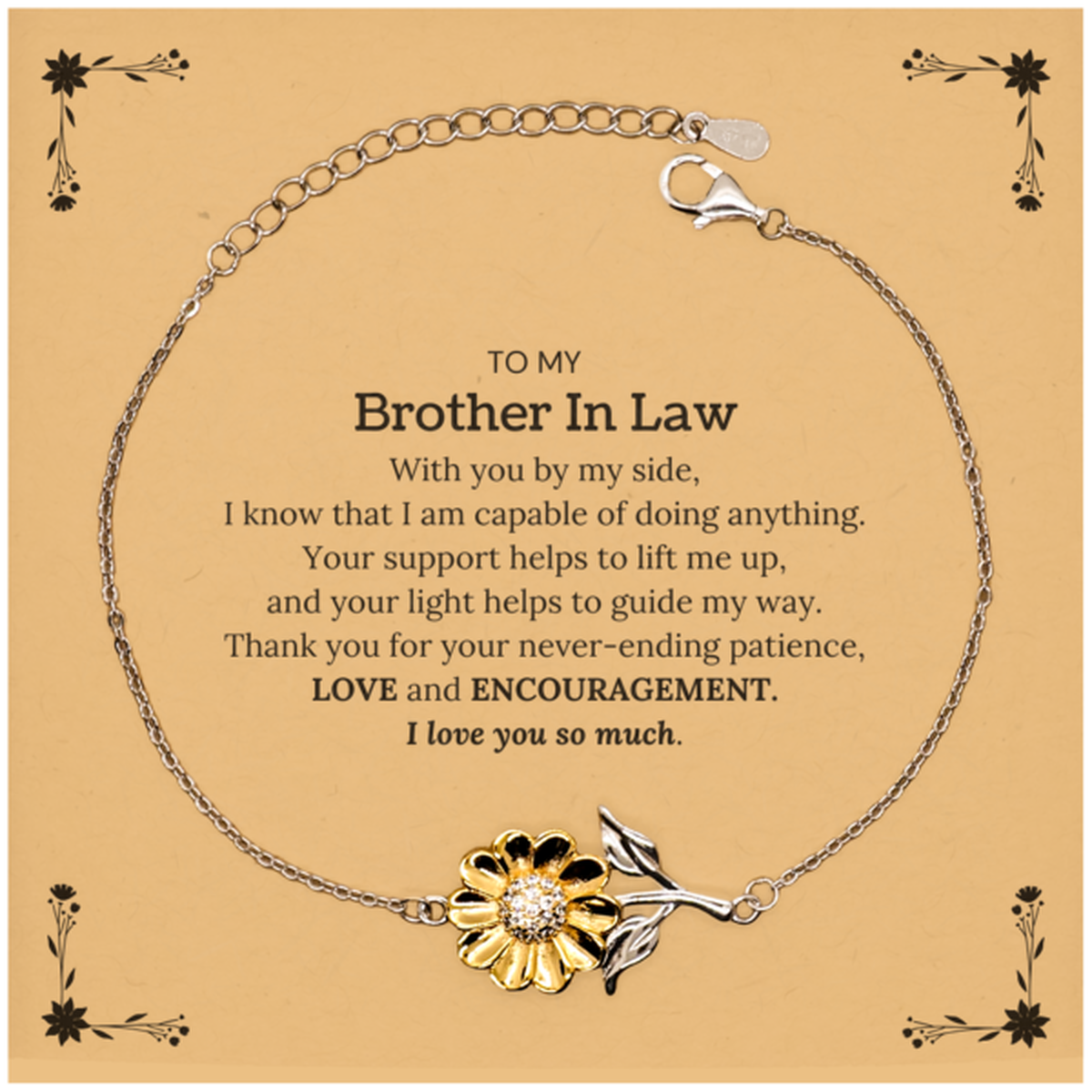 Brother In Law Sunflower Bracelet - With You By My Side | Birthday Gift