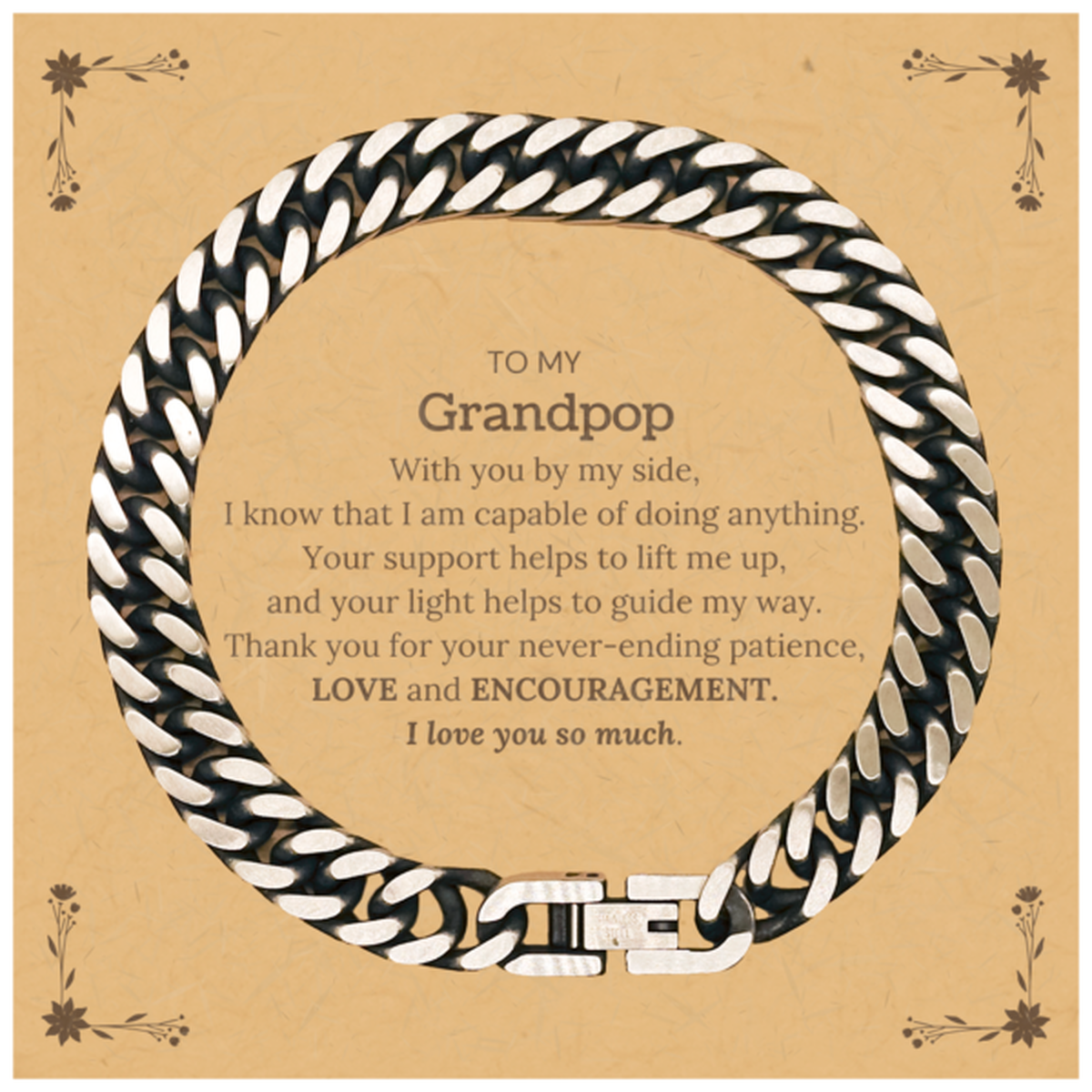 Grandpop Cuban Link Chain Bracelet - With You By My Side | Birthday Gift