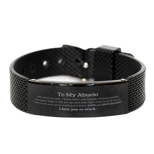 Abuelo Black Shark Mesh Bracelet - Engraved Love Quote | Birthday & Christmas Gift