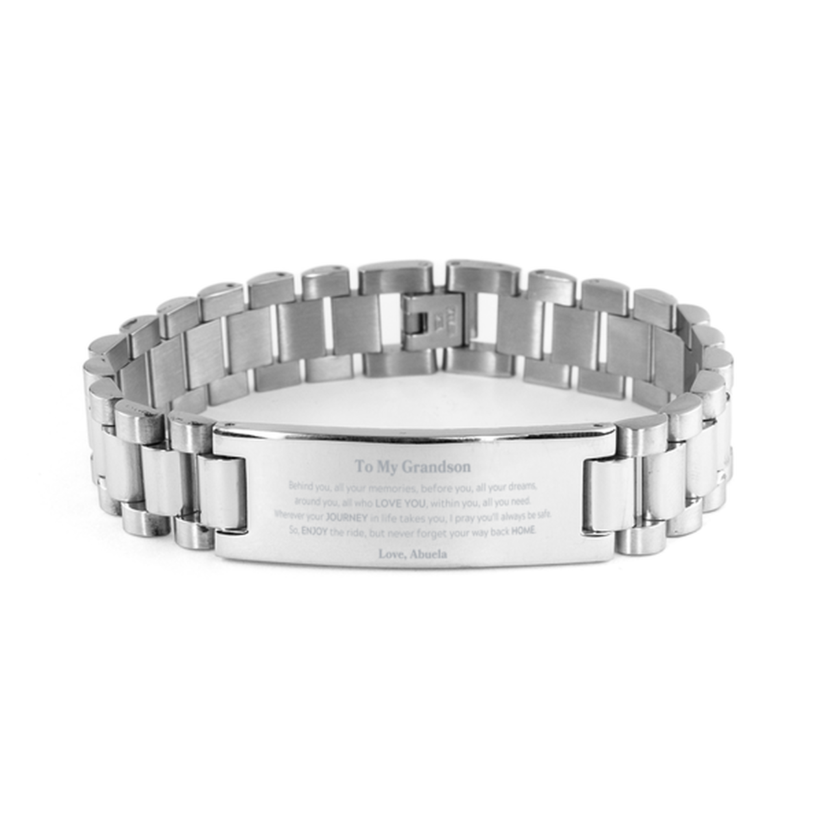 To My Grandson Graduation Gifts from Abuela, Grandson Ladder Stainless Steel Bracelet Christmas Birthday Gifts for Grandson Behind you, all your memories, before you, all your dreams. Love, Abuela