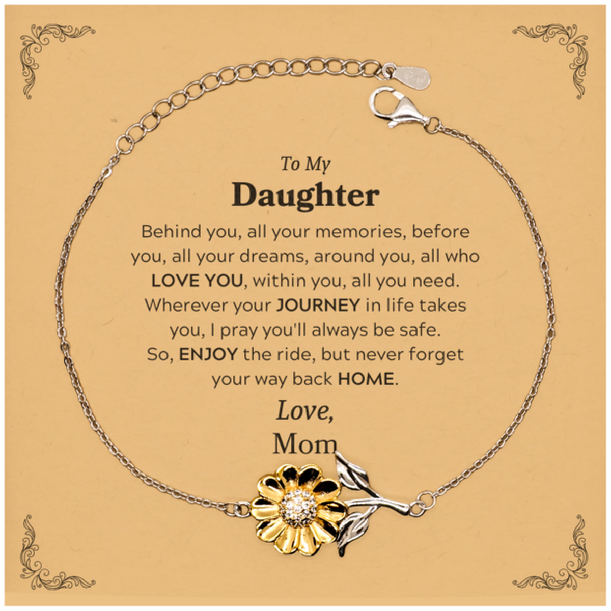 Daughter Sunflower Bracelet - Love, Mom Design | Graduation Gift