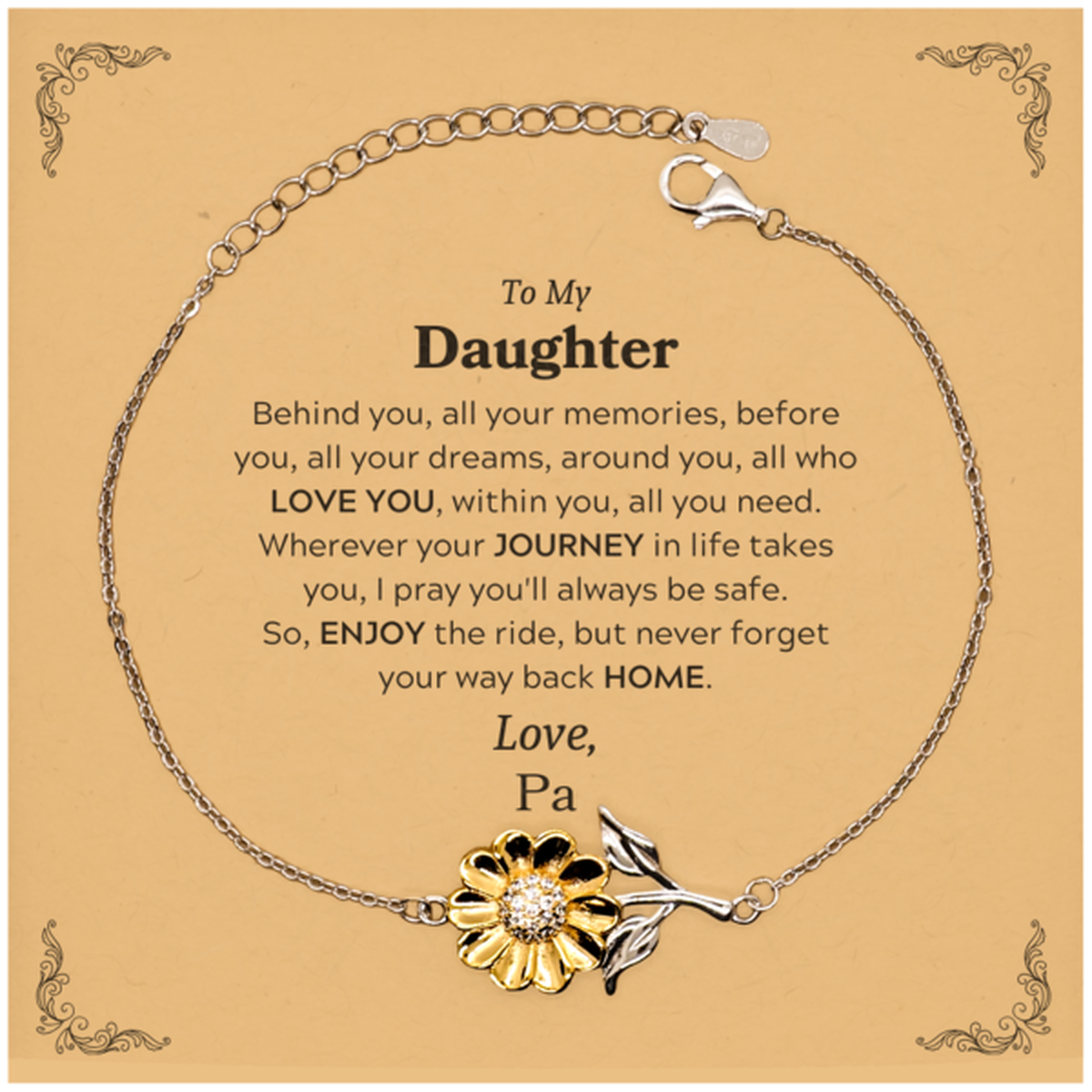 Daughter Sunflower Bracelet - Behind You, All Your Memories | Graduation Gift