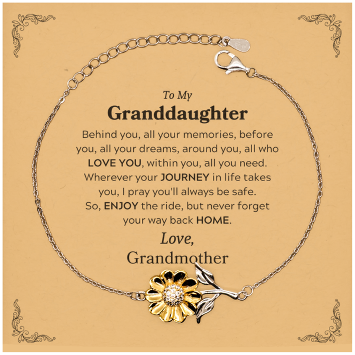 Granddaughter Sunflower Bracelet - Behind You, All Your Memories | Graduation Gift