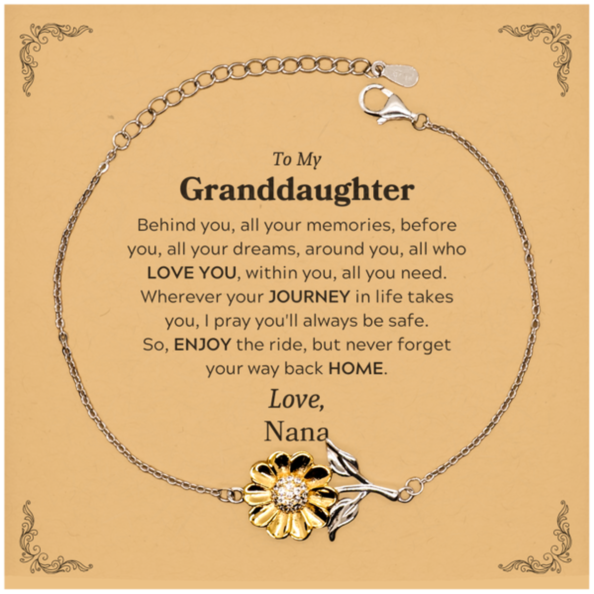 Granddaughter Sunflower Bracelet - Behind You, All Your Memories | Graduation Gift
