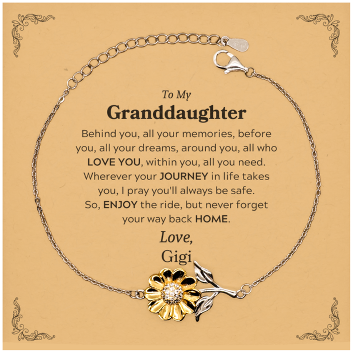 Granddaughter Sunflower Bracelet - Behind You, All Your Memories | Graduation Gift