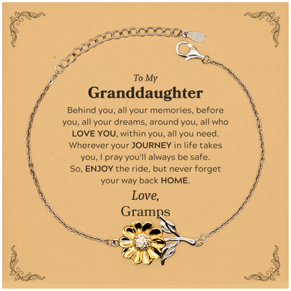 Granddaughter Sunflower Bracelet - Behind You, All Your Memories | Graduation Gift
