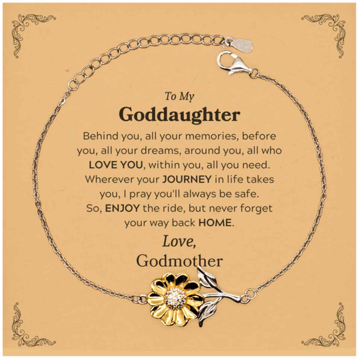 Goddaughter Sunflower Bracelet - Behind You, All Your Memories | Graduation Gift