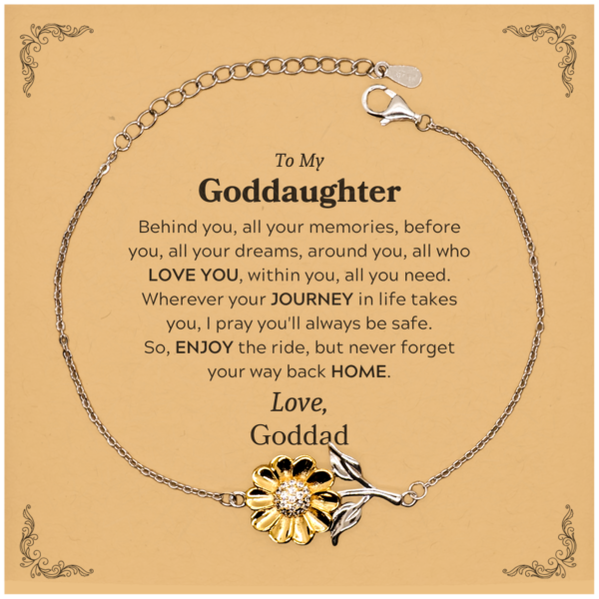 Goddaughter Sunflower Bracelet - Behind You, All Your Memories | Graduation Gift