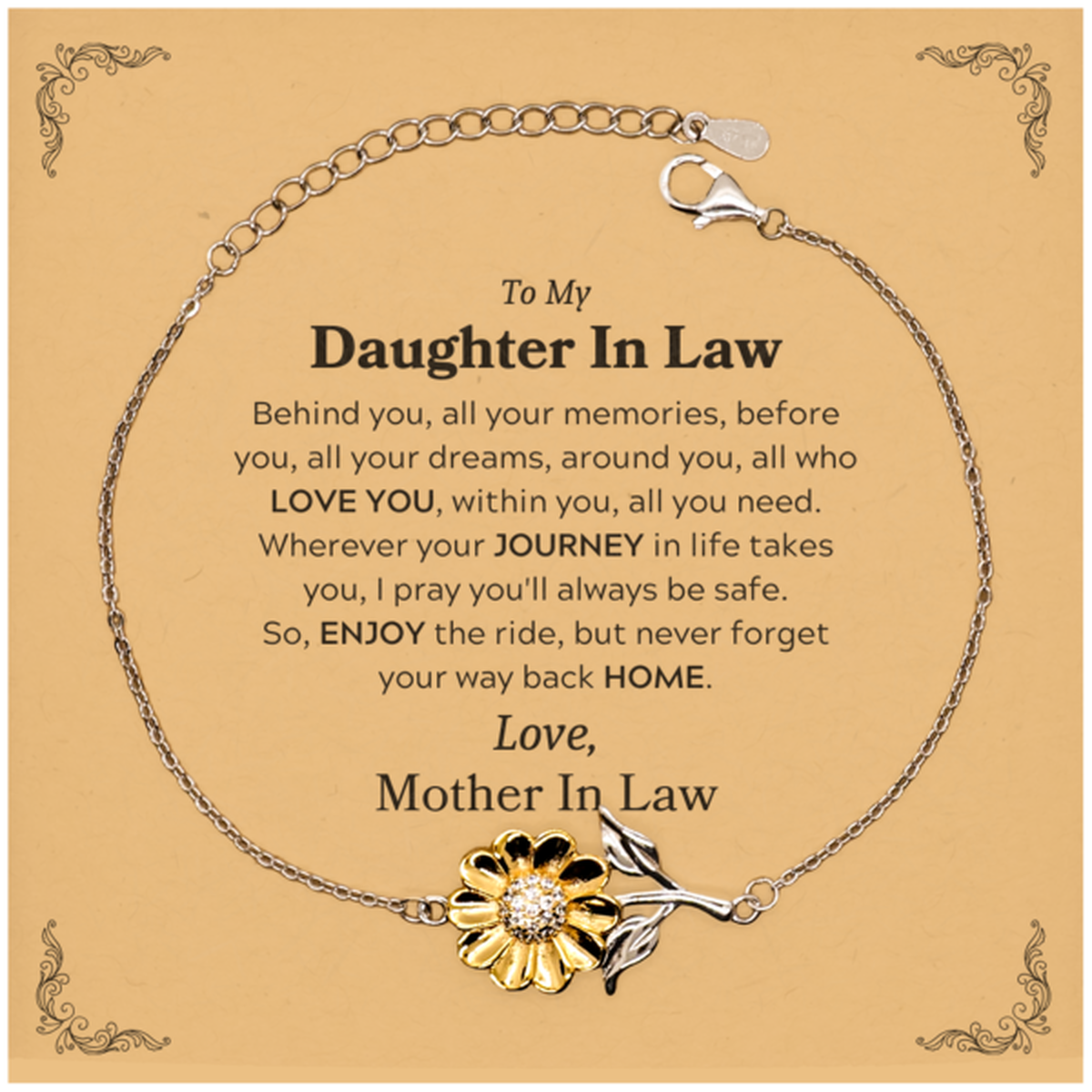 Daughter In Law Sunflower Bracelet - Behind You, All Your Memories | Graduation Gift